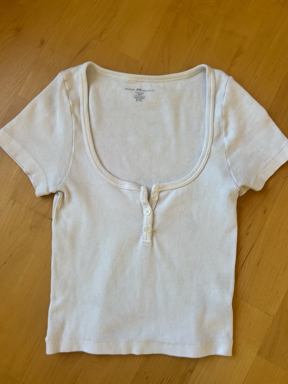 Brandy Melville White Ribbed Scoop Neck Tank